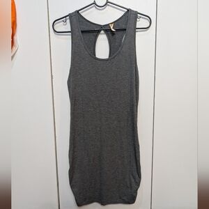 Lucy Activewear Gray Racerback Tank Top with Keyhole Cutout and Ruching